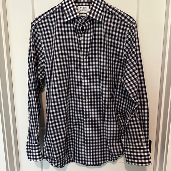 TM Lewin Navy/White Checkered Button Down - Picture 2 of 4